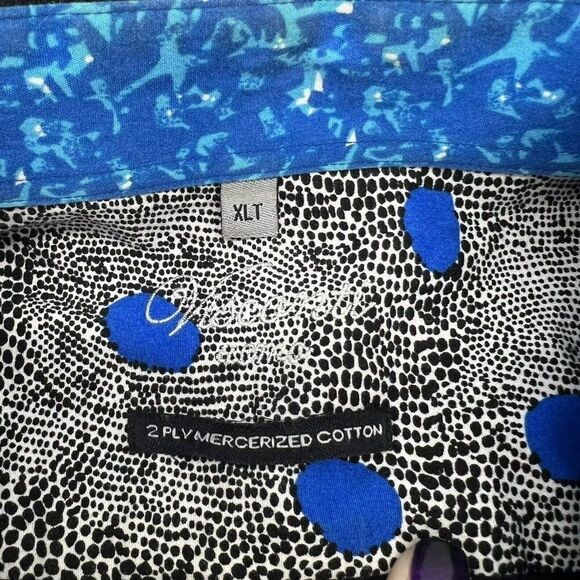 Luchiano Visconti Long Sleeve Shirt Flip Cuff Stitched Stripe Black Size XLT - Picture 5 of 6